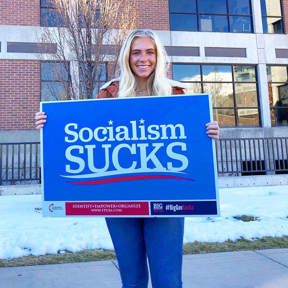TPUSA's tweet photo. Socialism: Ideas So Good, They Have To Be MANDATORY! #SocialismSucks https://t.co/jnwqH6OIhL