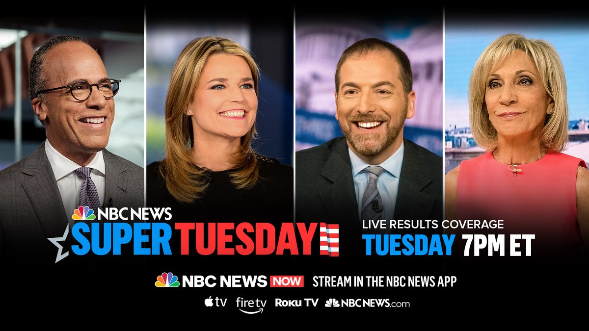 Nbc News Now On Twitter Super Tuesday 1 300 Delegates 1 Night Live Special Coverage Starts Streaming Tuesday At 7 P M Et On Nbcnewsnow Https T Co Lioh0vos5h