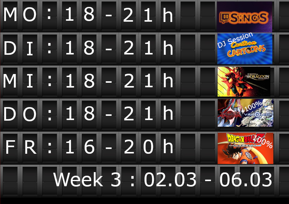 jaay1311's tweet photo. Besser spät als nie , der Streamplan dieser Woche! Mit einer kleinen änderung ! Freue mich auf euch , und wir sehen uns später :) #twitchstream #TwitchDE #streamplan #djstream #twitchsings #Germany #PS4 #DragonBallZ #vanquish #Retro https://t.co/Q39Mmb3LMf