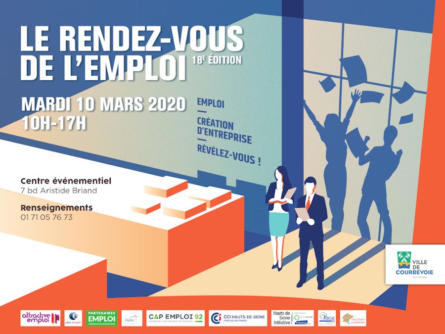 FTravail_IDF's tweet photo. #Agenda - Rdv le 10 mars pour la 18e édition du forum emploi de @VilleCourbevoie - Venez nombreux ! #job #restauration #banque #assurance #communication #sécurité #vente ... et bien plus encore >> https://t.co/9muVFZNJ4j  @hautsdeseinefr https://t.co/TNJVEGZsIf