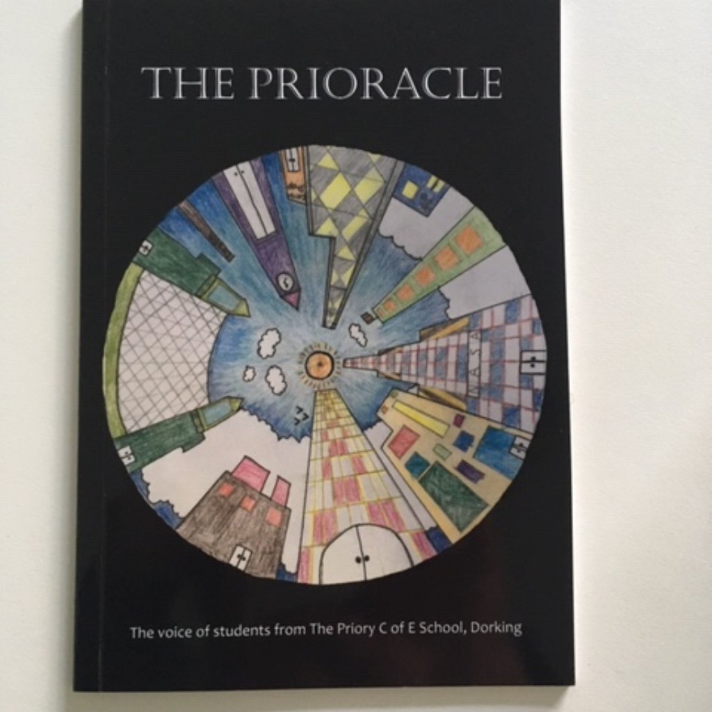 DorkingPriory's tweet photo. It's here! The first ever edition of The Prioracle! Perfect timing as we start our #bookweek. We are so proud of everyone who made this possible. #EducatingForLife #ProudOfPriory #Community #Wisdom #LearningSchool #ReadingIsPower https://t.co/JSv8dneJxZ