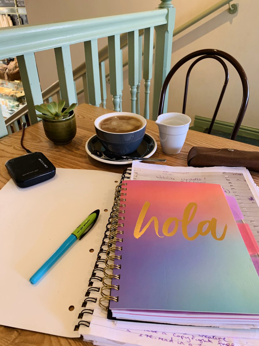 voiceoveremmy's tweet photo. After talking to myself all morning in the vocal booth recording more E-Learning plus script changes (which always seem to come in last minute), thought I’d pop into a Hay cafe to work on my new website over coffee. #websiteunderconstruction
#webplanning #narrator #voiceover https://t.co/I6JJNiD5pC
