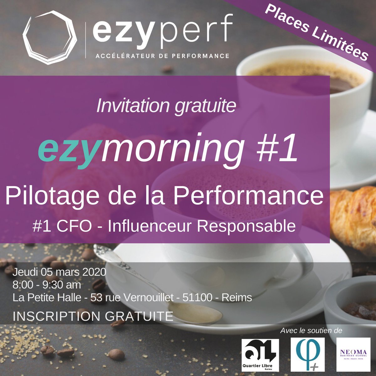 #ezyperf #petitdej #CFO #placeslimitées 

📢 [ #Petitdej ] 📢- Places limitées ⚠

J-3 avant le petit dej ezymorning #1 le jeudi 05 mars ! 

Vous êtes Directeur Financier / CFO ? 

Les #inscriptions au ezymorning #1 ont commencé ! 

#Inscriptiongratuite  
docs.google.com/forms/d/1-THtF…