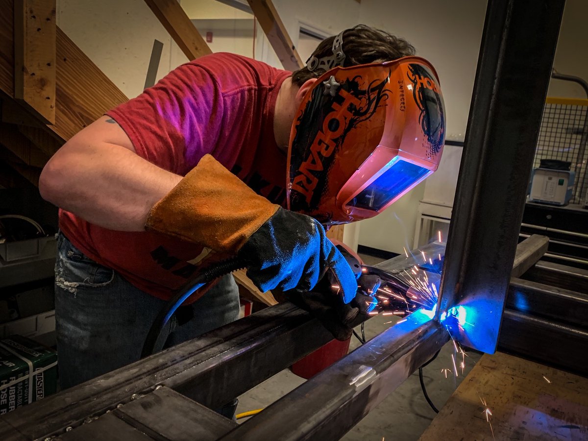 INTEGRIS is more than just engineering! Here, Jerome Young welds up the prototype for a design he created for a customer project.
