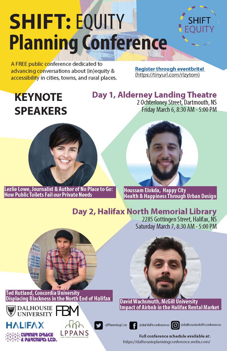 Save the date and come join us as we discuss how to plan with equity in mind!

Check out our website for more information! dalhousieplanningconference.webs.com

@halifaxnoise @HalifaxNorthEnd @HoussamElokda  @dwachsmuth @TedRutland @lezlielowe @iwaldron2165 @DericoSymonds