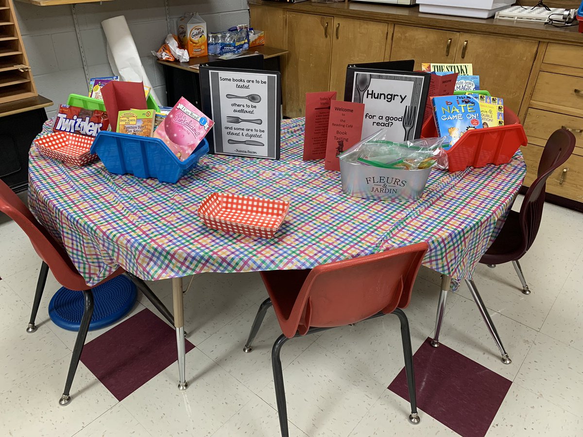 MrsBall87's tweet photo. It’s Read Across America today and my kids are in LOVE with Mrs.Balls’ Reading Cafe(of course I’m the chef)! https://t.co/QQpxFZkjMa