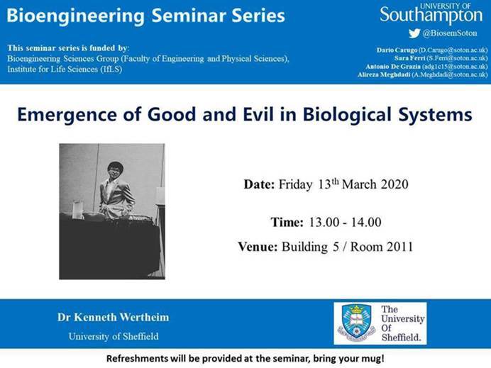 BioSemSoton's tweet image. Save the date! Dr Kenneth Wertheim from @sheffielduni will give a presentation about computational oncology @MiNaTherGroup @uos_bioengsci @UoSEngineering @BioSemSoton @sotonbiosci @UoS_Medicine