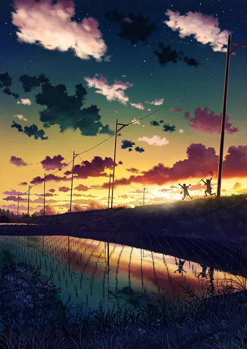 大変な世の中ですが、
この夕焼け見てもらって少しでも癒しお届け出来ればいいな
 #イラストレーターにできること 