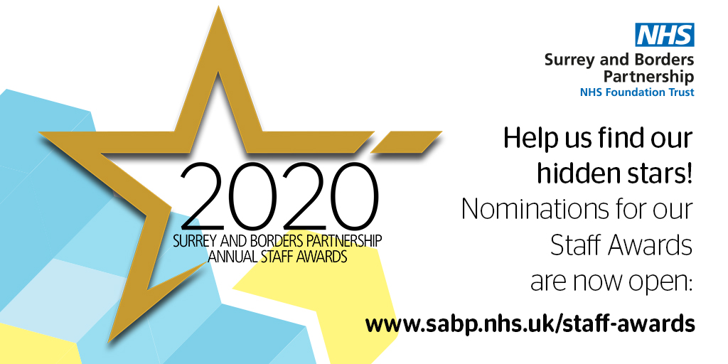 sabpNHS's tweet photo. Help us find our hidden stars! Nominations for our 2020 staff awards are open - don't forget to nominate a person or team who have made a difference to you. Find out more at https://t.co/Gx5XAYeZ4u https://t.co/6T3PGMbZVB