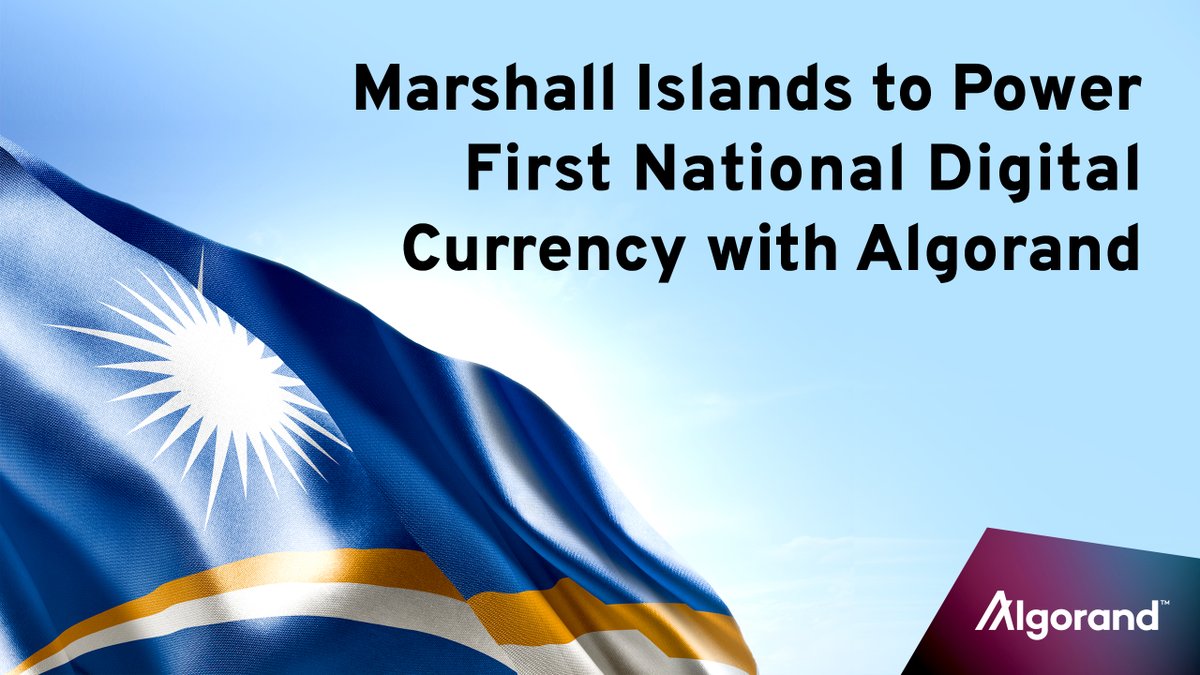 Algorand's tweet image. Today, the Republic of the Marshall Islands announced the first national digital currency, the Marshallese sovereign (SOV), will be built using Algorand’s #blockchain: ow.ly/ty6W50yAr6G @SOV_Foundation #digitalmoney #SOV @jpwgnr