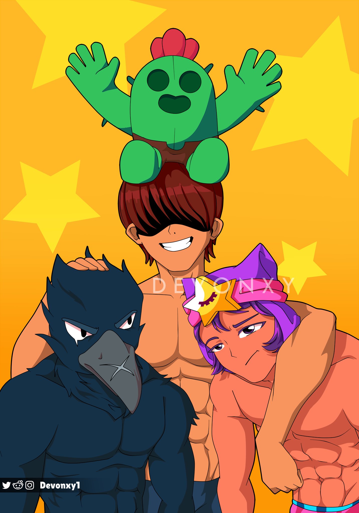 Devonxy Commissions Open On Twitter Legendary Team 2 Versions Cuz Why Not Have An Extra Service For My Followers Brawlstars Brawlstarsart Digitalart Leon Sandy Crow Spike Https T Co Pe3mj880rl - brawl stars leon and crow and spike