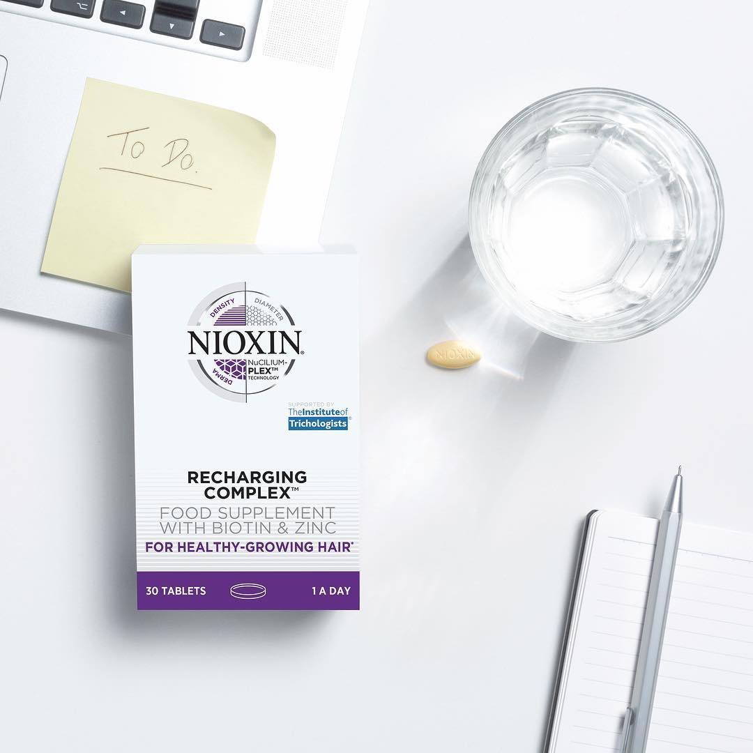 How do you balance a healthy lifestyle with a busy schedule?🤔#NIOXIN Recharging Complex is packed with vitamins &amp; minerals! Take one a day and know that you're getting the nutrition you need for glowing skin, strong nails &amp; healthy hair!  #FullerHairFullerLife #MindBodyHair