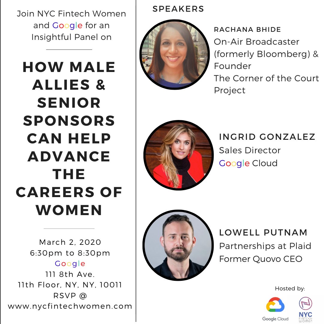 NYCFintechWomen's tweet photo. Tonight! Please come early as there will be a check in process and be sure to bring your ID! @Google @RachanaBhide @googlecloud
#nycfintechwomen #google #googlecloud #allyship #maleallyship #allies #sponsors #nycevents #nycnetworking #nyctech #nycfintech #fintech #technology https://t.co/sb1E4g9lXh
