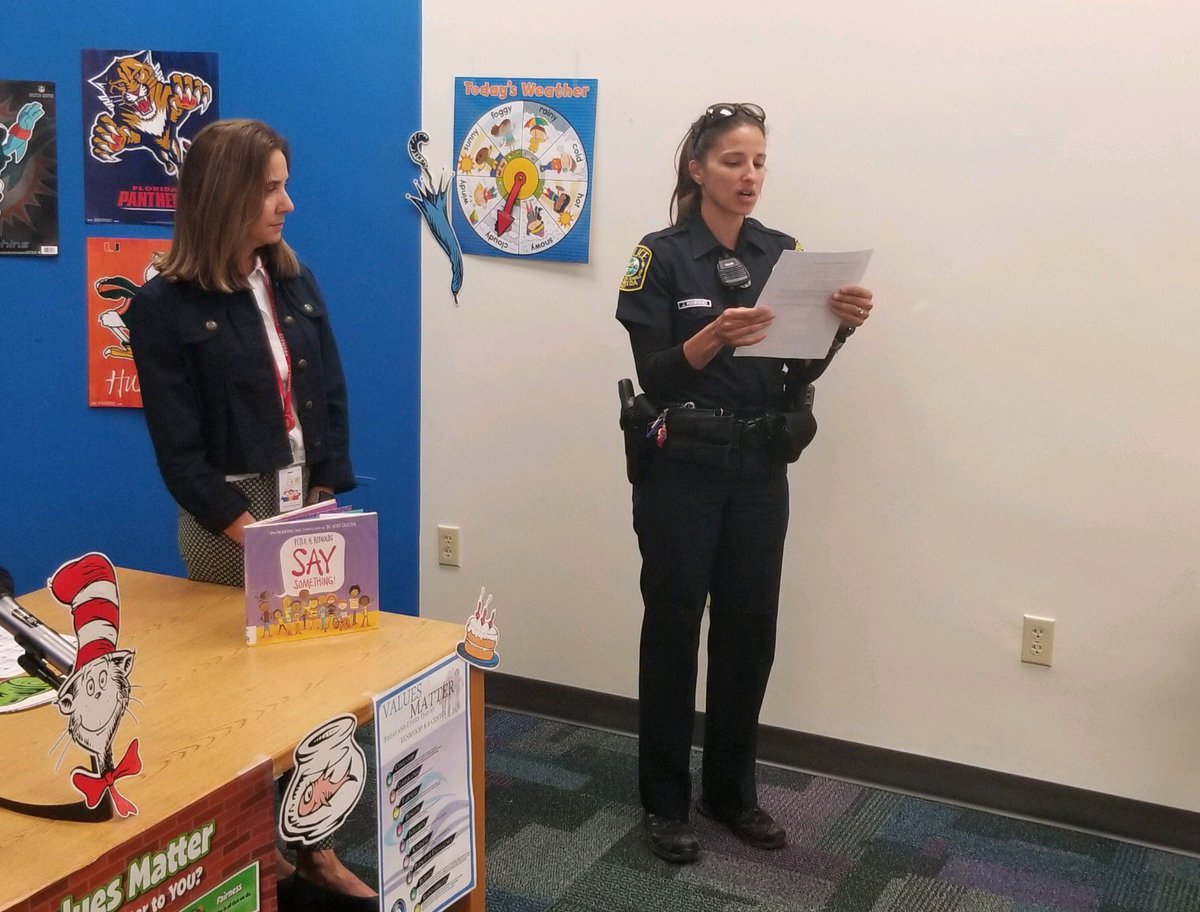 KenwoodUnited's tweet photo. Ms. Gutierrez and Officer Rodriguez on morning announcements talking about "See something, say something." #SeeSomethingSaySomething #schoolsro @MDCPS @MDCPSSouth @MiamiDadePD @SchPoliceChief https://t.co/Ts8s8bWNDV
