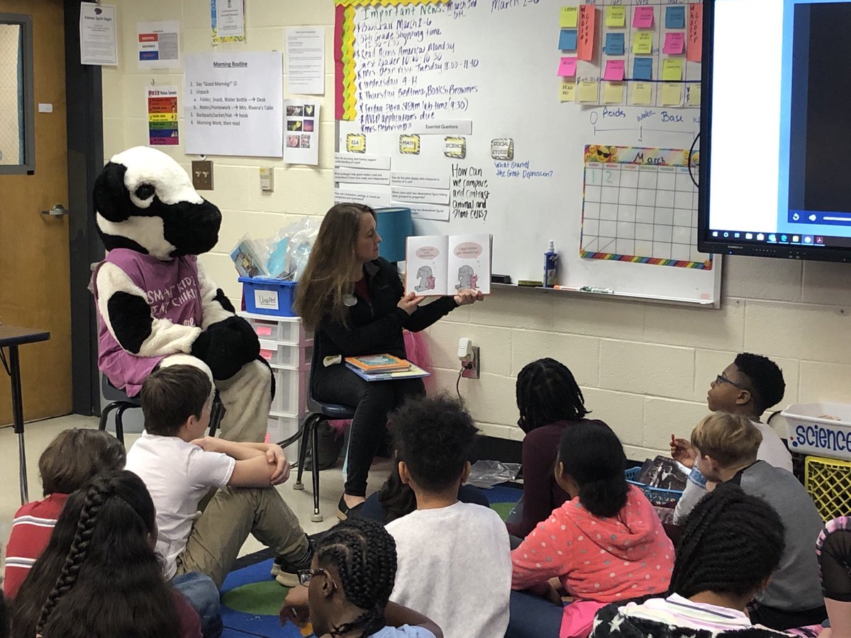labagley4's tweet photo. Wow! We had the chick-fil-a cow as a guest reader today at Pitner! #Pitner https://t.co/NCr6z81L6d