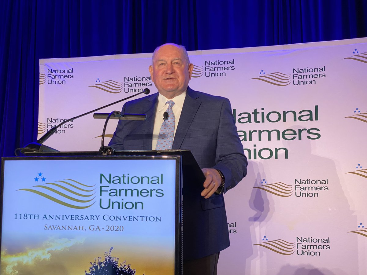 RMFUnion's tweet photo. We are listening to USDA Secretary Sonny Perdue. A new round of trade payments are unlikely. #nfu2020 #rmfu https://t.co/1xmGEZICFm