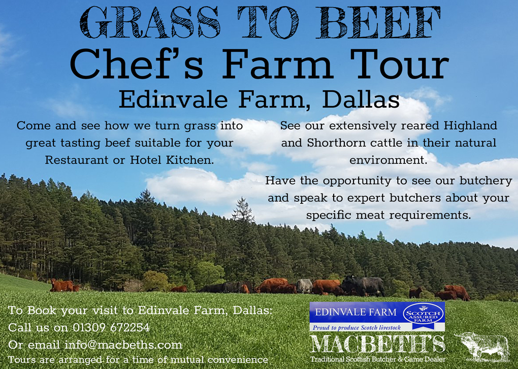 Calling all Chef's 👩‍🍳

Join us on our #GrassToBeef #Chefs farm tour. Get in touch to arrange to come to @EdinvaleFarm where we produce amazing Highland & Shorthorn #Scotchbeef. Have the opportunity to discuss specific requirements. #HotelRestaurantCatering #scottishproduce🐂🌱🥩