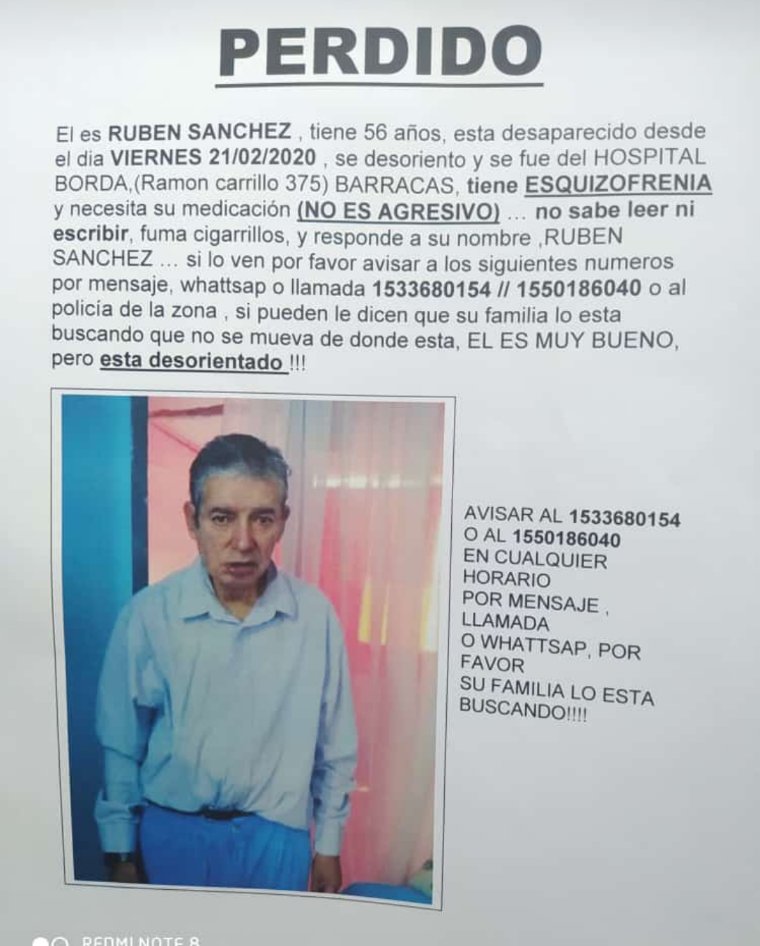 Ruben Sánchez sigue desaparecido, por favor difundir, si lo ven abajo están los celulares de la familia.
Muchas gracias!!! ❤️