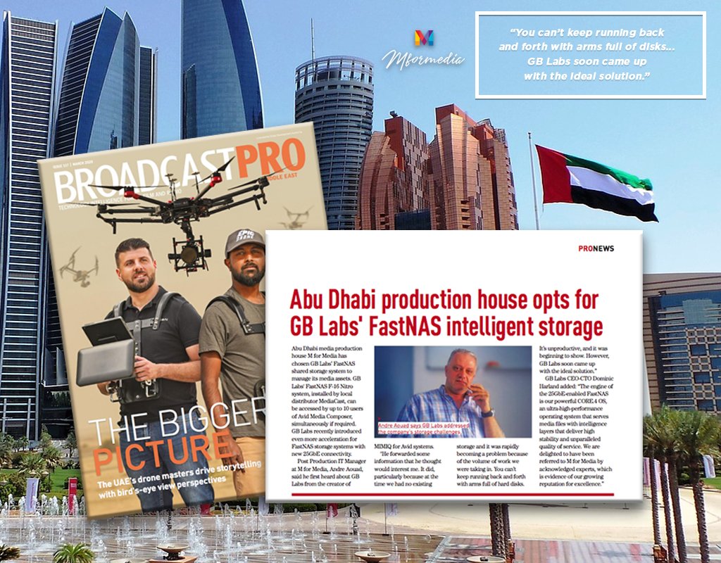 GB_Labs's tweet photo. M for Media, an #AbuDhabi-based #MediaProduction house, has installed @GB_Labs' #FastNAS - supplied and installed by #Dubai-based @mediacastsys.
Courtesy of @BroadcastProME
@CABSATofficial #CABSAT #CABSAT2020 #CORE #Mosaic
https://t.co/nmjFOLxDKm https://t.co/oQioRob7TW