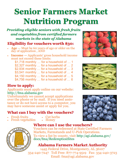 BCCommission's tweet photo. Baldwin County Seniors-the 2020 Senior Farmers Market Nutrition Program is still open, but there are a limited number of vouchers available.  Visit their website https://t.co/52LlpCTbbC.  If you need help applying, you can contact the Council on Aging at 972-8506. https://t.co/ClEd3ZaX3s