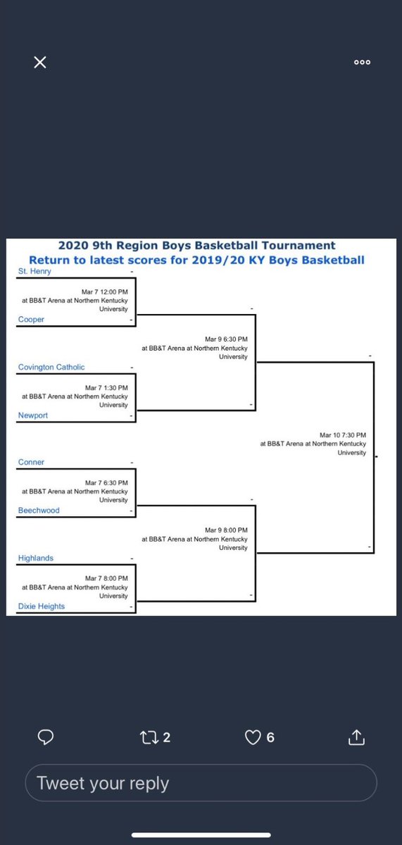 Here are the 9th region High School varsity basketball brackets🏀
