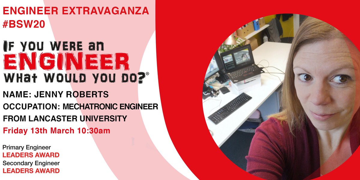 Leadersaward's tweet photo. #EngineerExtravaganza brings to you @JennyEngineer Mechatronic Engineer from @LancasterUni for #BSW20 live online #engineer interview on Friday 13th March at 10:30 https://t.co/028nSqvkbw #IfYouWereAnEngineerWhatWouldYouDo #LA2020 https://t.co/DMemcfQaCe