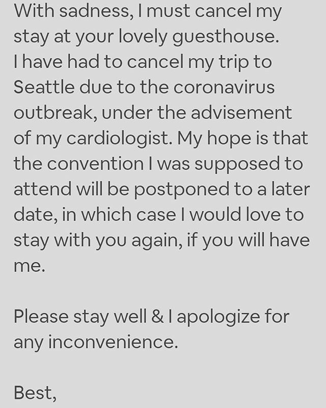 Although we have a no cancellation policy, this guest will receive a full refund, even though check-in was in a week. Be safe everybody! #coronarovirus #covid19 #traveloregon #travelsouthernoregon #airbnb #myrtlecreekoregon ift.tt/32Ht85b