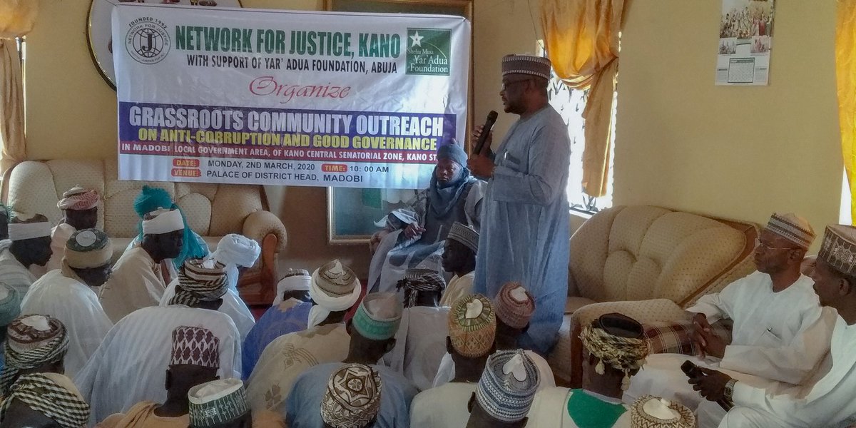 BalaAbdullahiGa's tweet photo. #NetworkforJustice,Kano #CommOutreach Train moves to #MadobiLGA,to disserminate at d grassroots,d gospel on #GoodGovernance & #FightAgainstGraft. Either we join hands to kill #Corruption,or it kills #Ngr.
@JibrinIbrahim17 @larryk371 @officialEFCC @YZYau @YarAduaFoundation https://t.co/8YA9V9sFym