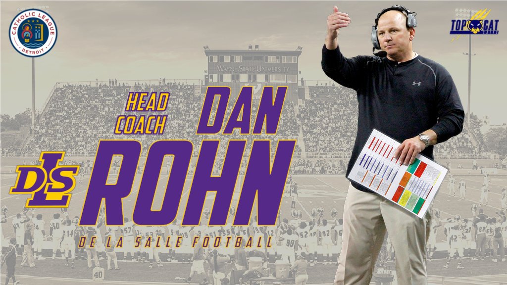 DeLaSalleAD's tweet photo. BREAKING NEWS! @delasallehs is proud to announce @coachrohn as the 19th head coach in the 92-year history of @DLSFootball_MI! #PilotPride  

Introduction to Coach Rohn: https://t.co/B0ikpIPFzm https://t.co/JzGvE1oo1d