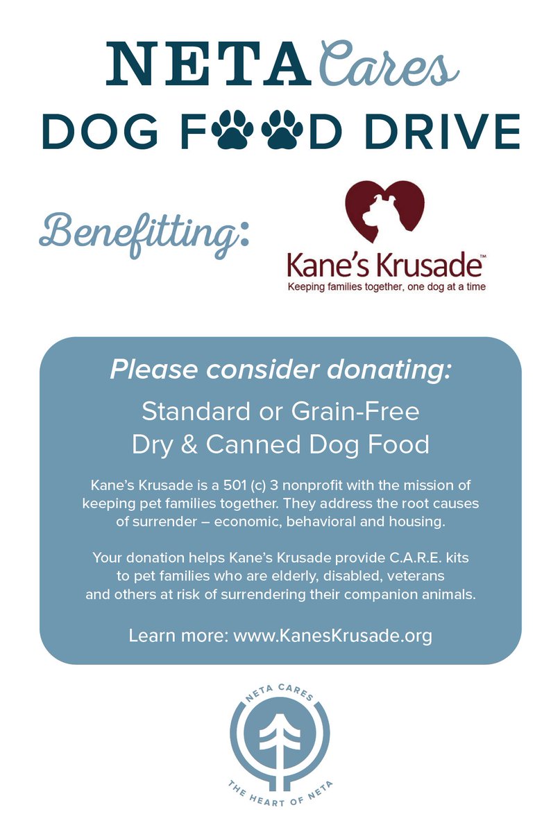 netacaremass's tweet photo. 🐾 #NETACares at #NETANorthampton is hosting a dog food drive to benefit @KanesKrusade 🐾
On your next visit, ask any staff member for more information and please consider donating! https://t.co/RJqat8CWP5