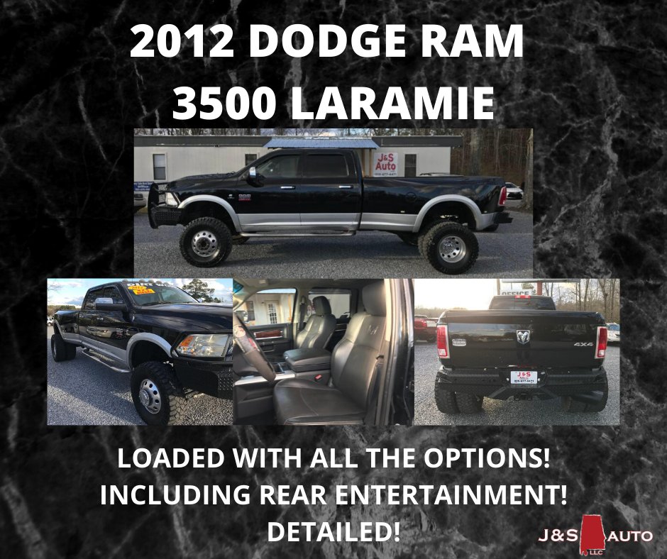 JSAutoLLC's tweet photo. This beast is still available💪 Our 2012 DODGE RAM 3500 LARAMIE is a good deal and will look great in your driveway! Snag it up before it's gone at https://t.co/fBCaTdnHnN 
-
-
-
#HarpersvilleAL #LinevilleAL #AshvilleAL #PinsonAL https://t.co/vs8HQmoEXm