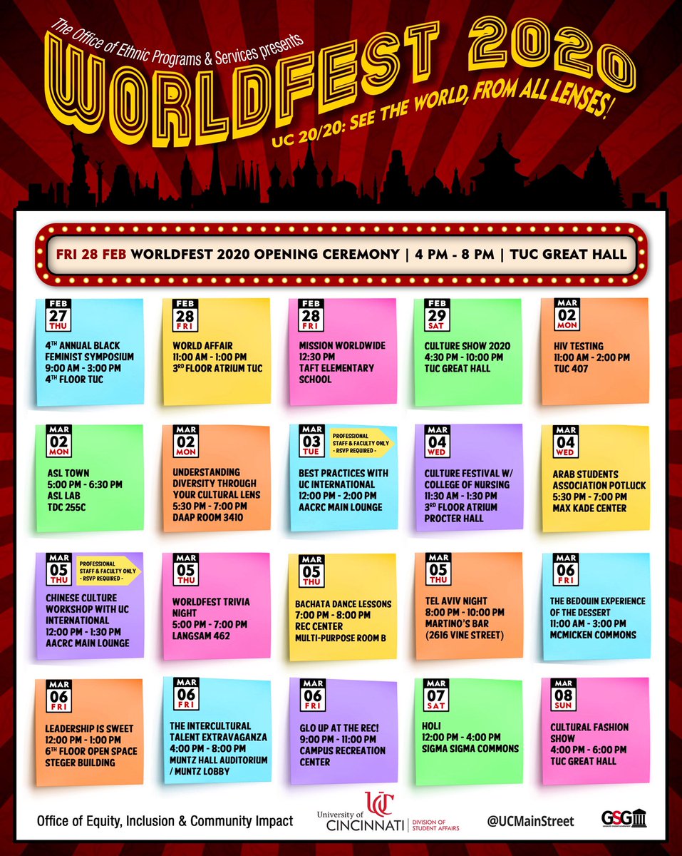 UC_EPS's tweet photo. And the show goes on! Check out the official WorldFest 2020 calendar for all the amazing upcoming events that are in store for you! 
#WorldFest2020 #UC2020 #YouSeeUC https://t.co/HGs1afSqDo