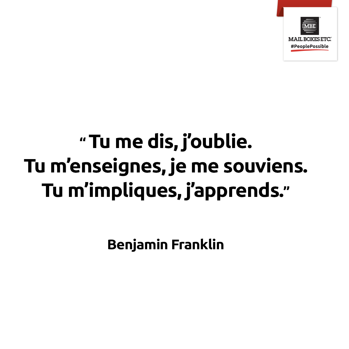 MBE_Poitiers's tweet photo. Commençons cette semaine avec une citation de Benjamin Franklin.

#MondayMotivation
#Citationdujour
#PeoplePossible https://t.co/LkRBttbvPW