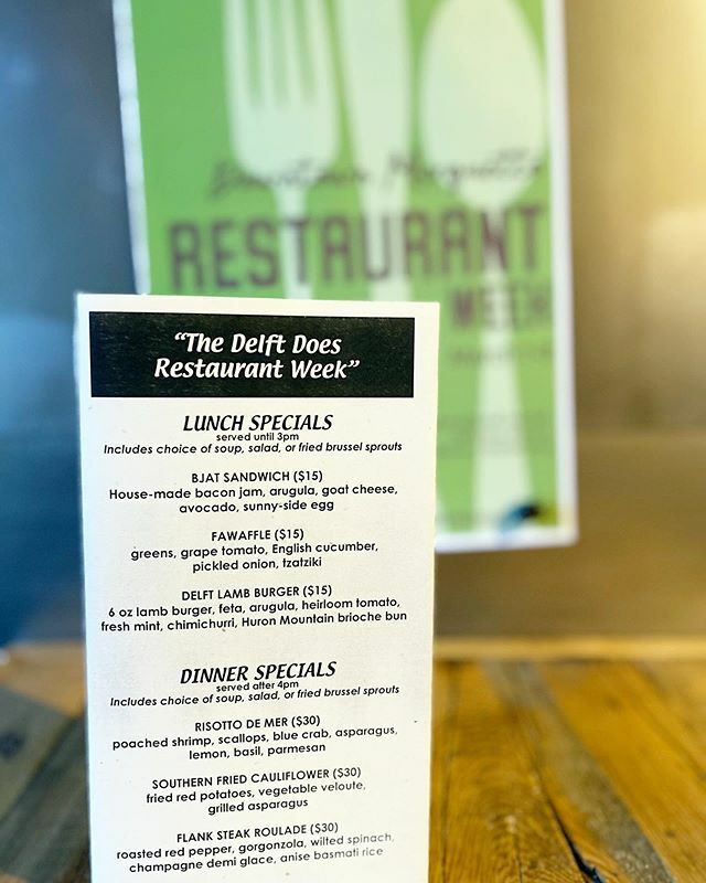 TheDelftBistro's tweet photo. Restaurant Week starts on Tuesday for The Delft Bistro!
.
.
.
#thedelft #delftbistro #thedelftbistro #restaurantweekmqt https://t.co/hlDE6CUoVy