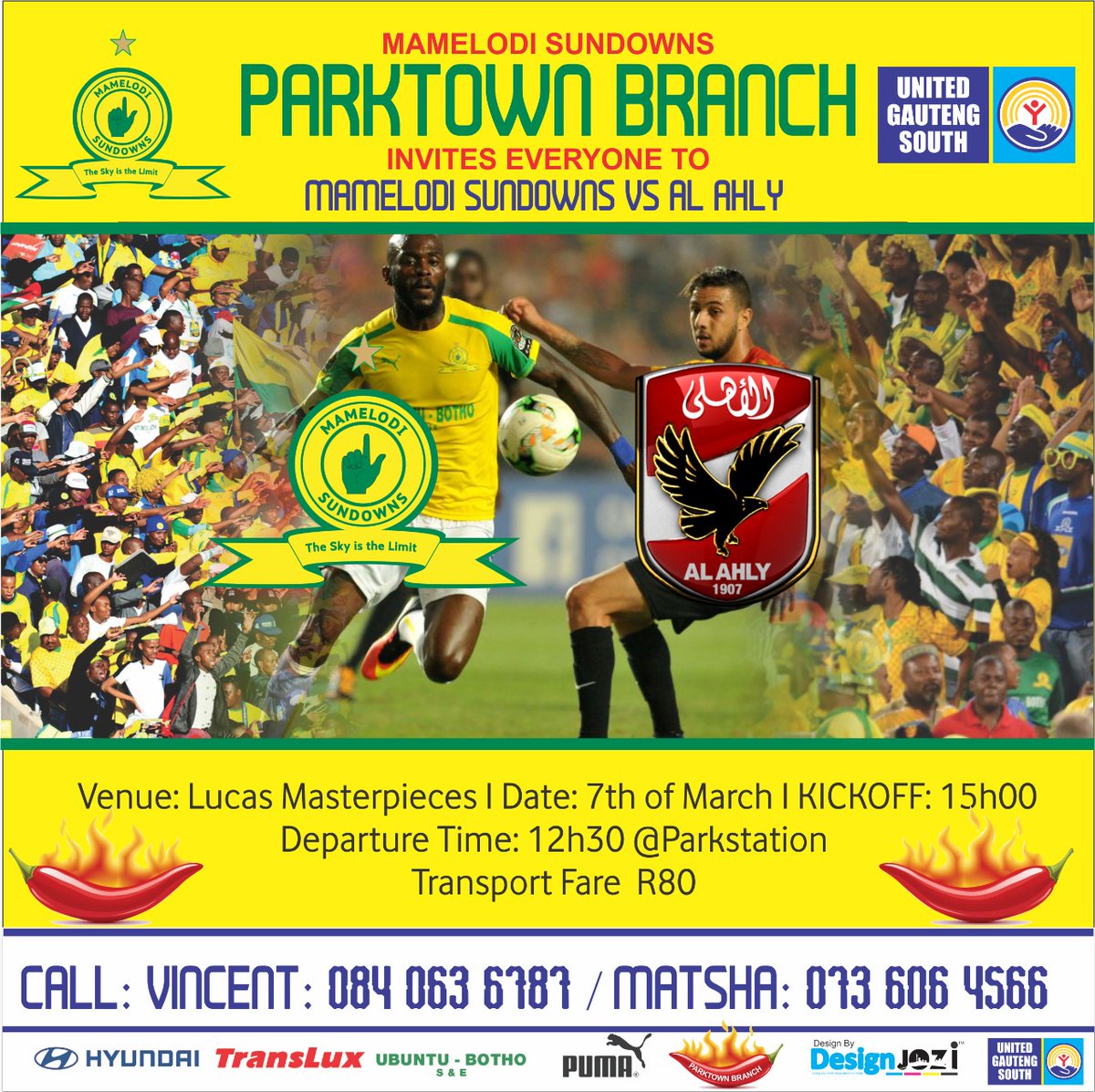 MSFC_PKT_BRANCH's tweet photo. Come Saturday we painting Lucas Moripe Yellow @gauteng_m   ereng Convoy to Slaughter house? #Sundowns #CAFCL #FillUpStadium https://t.co/pmWrhtOevJ