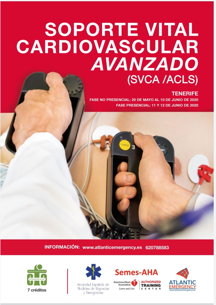 AtlanticEmergen's tweet photo. 📢¡Abiertas las inscripciones! 
No dejes pasar esta oportunidad formativa semipresencial que se impartirá en Tenerife entre mayo y junio.
👉Para compis médicos y enfermeros.
👉Acreditado con 7 créditos CFC.
📲Más información e inscripciones: https://t.co/5YLSFXxxCH https://t.co/zQDEtlktw8