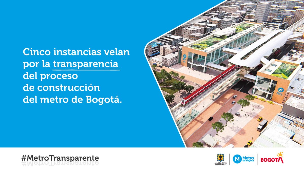 MetroBogota's tweet photo. 5⃣ instancias:
1. Banca multilateral
2. @ContraloriaBta
3. @CGR_Colombia
4. Sistema judicial y
5. Mecanismo de Denuncia de Alto Nivel #MDAN
creado con @el_BID, están pendientes de la Transparencia del proceso de construcción del @MetroBogota. #MetroTransparente https://t.co/mdyzoZChkc