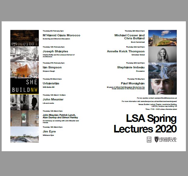 Guest Lectures - Great line up ! @LivUniArch @sotauol 
Budden Lecture Theatre - Talk and then a drink and a spot of talking ... #free #allwelcome #chancetocattchup #greatspeakers #talkaboutarchitecture❤️