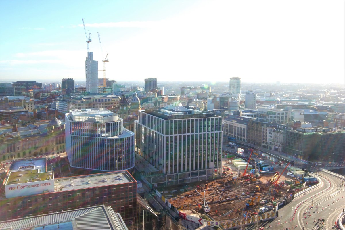 ParadiseBham's tweet photo. Welcome sunshine comes to #Birmingham today, helping to show progress on our current and future buildings
@Glenn_Howells @ArgentLLP 
@BAMConstructUK @WeAreMcAlpine https://t.co/Lj2II0XSBd