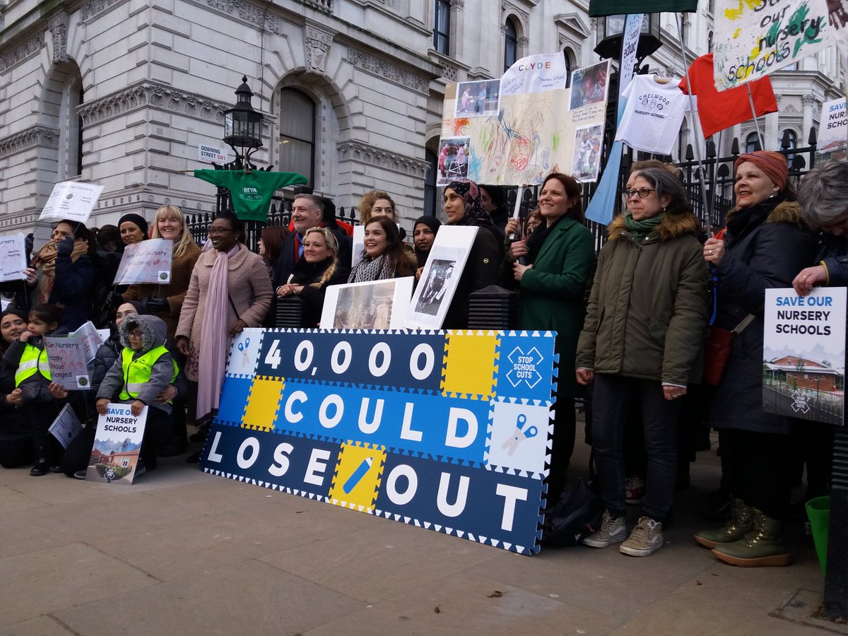 Fantastic to see so many supporters of nursery schools at the hand in of a 25,000 signature #SchoolCuts petition to Downing Street #SaveOurNurseries
