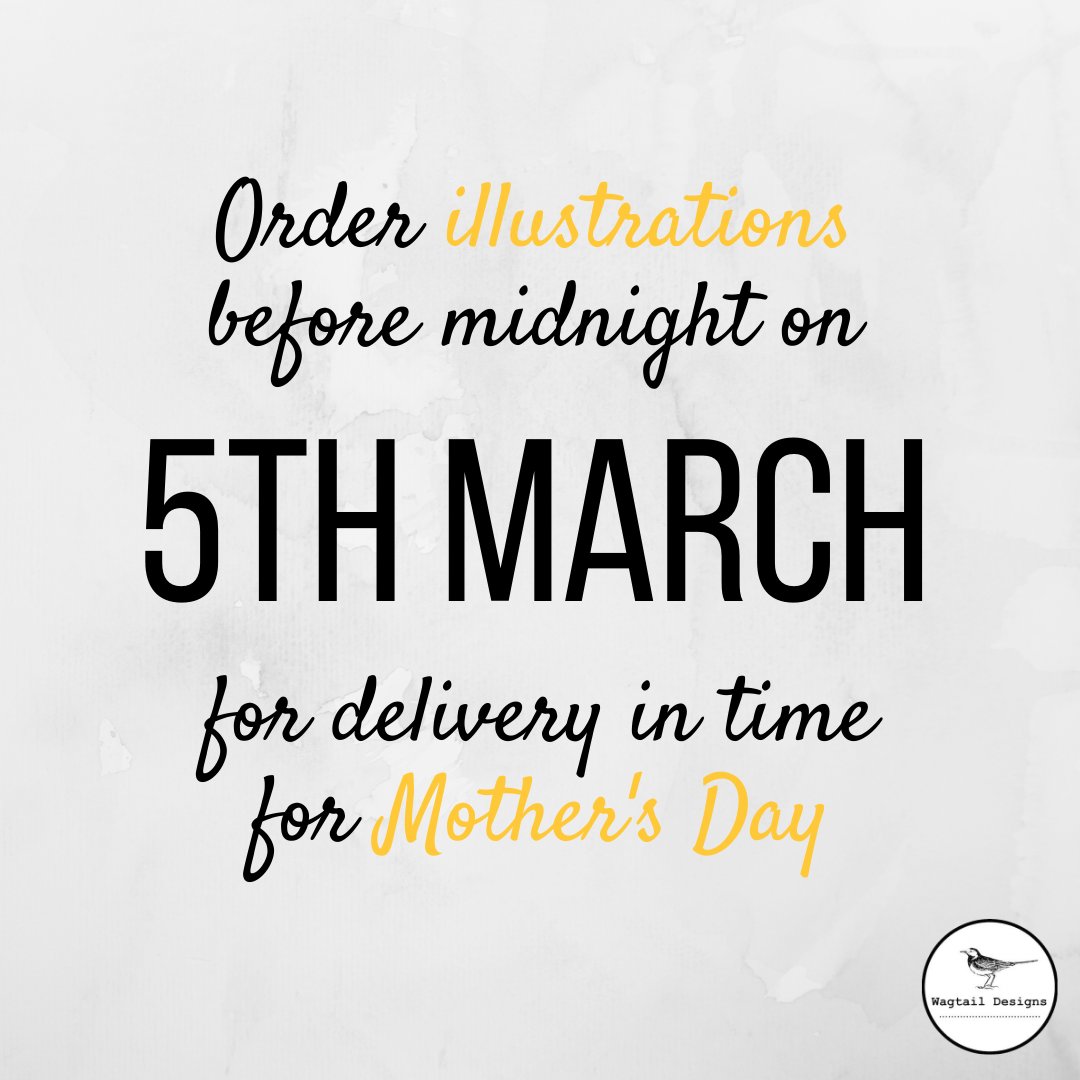 #MothersDay is getting closer! Don’t miss your chance to treat your mum to an extra special gift this year. 🎁✨ Order one of Kate’s hand-drawn, bespoke made illustrations before midnight (GMT) on 5th MARCH for delivery in time for 22nd March. ⏰ #mothersdaygifts #giftsformums