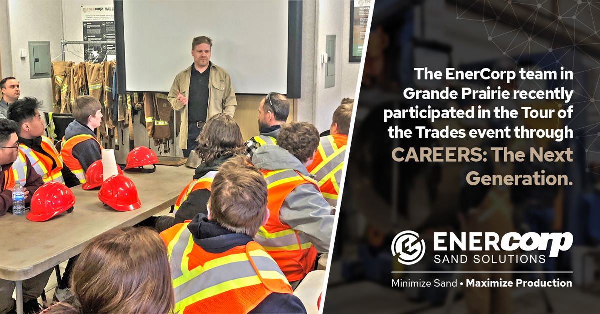 EnerCorpSand's tweet photo. The EnerCorp team in Grande Prairie recently participated in the Tour of the Trades event through @CAREERSNextGen. This event gives High School students an opportunity to see the trades in action.

https://t.co/UvF3diK4CX

#energy #grandeprairie #oilandgas #skilledtrades https://t.co/Lz8mlvpWQk