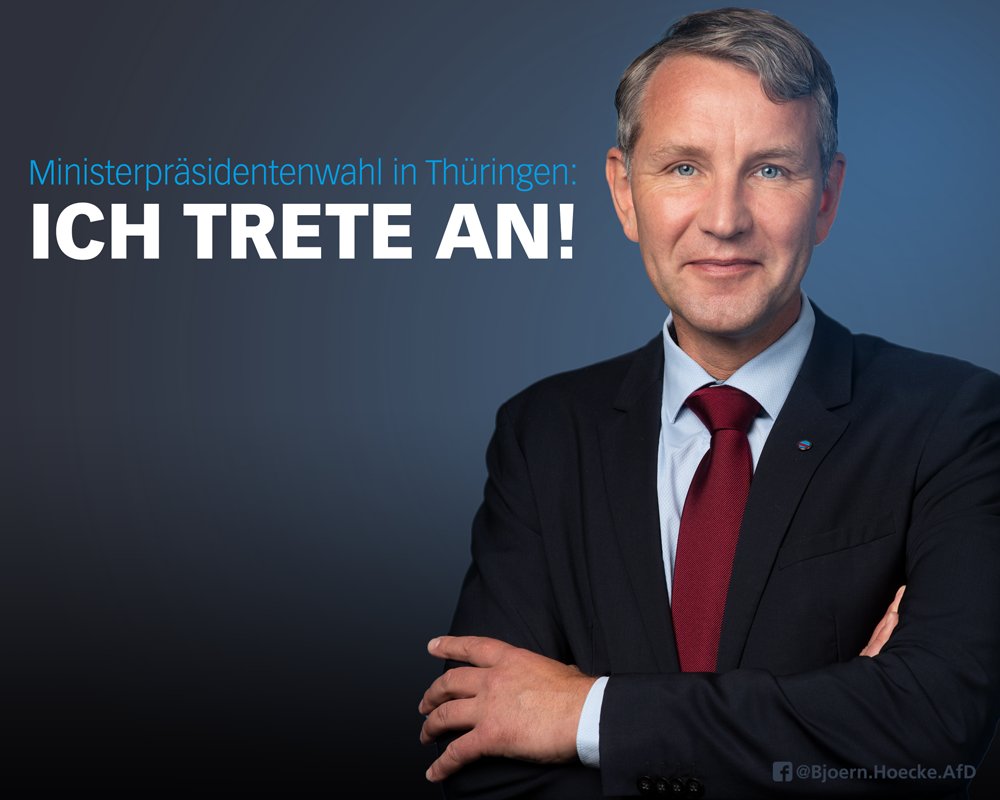 Damit kann Bodo #Ramelow nicht mehr ohne Gegenkandidat durchgewunken werden. Sollte er mehr als die 42 Stimmen des rot-rot-grünen Lagers erhalten, wird den früheren CDU- und FDP-Wählern klar, was von deren Wahlversprechen zu halten ist. Mehr dazu: facebook.com/Bjoern.Hoecke.…