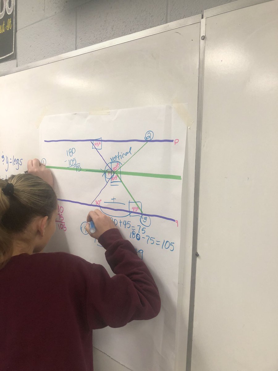 srzem's tweet photo. YES! Same problem 3 totally different strategies to find the missing angle measures! So proud of these kids! #8thmath #❤️🦅@jason_w_brown @tollettprin @KimyrlDay #challengeandgrow https://t.co/Nv5SaRNPIs
