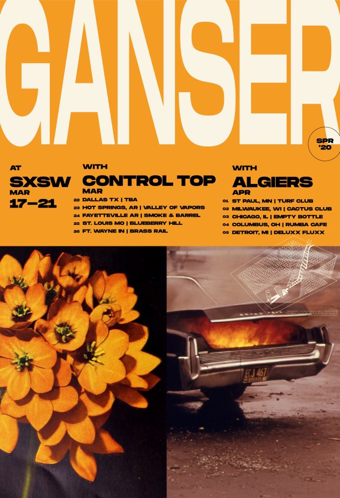 Ganser 🫠 (@ganserband) on Twitter photo We are hitting the road! Catch us on tour with <a href="/controltopband/">Control Top</a> and <a href="/AlgiersMusic/">Algiers</a> real soon! <a href="/sxsw/">SXSW</a> #overrunbooking <a href="/CigarCityMGMT/">Cigar City MGMT</a> We are hitting the road! Catch us on tour with <a href="/controltopband/">Control Top</a> and <a href="/AlgiersMusic/">Algiers</a> real soon! <a href="/sxsw/">SXSW</a> #overrunbooking <a href="/CigarCityMGMT/">Cigar City MGMT</a>
