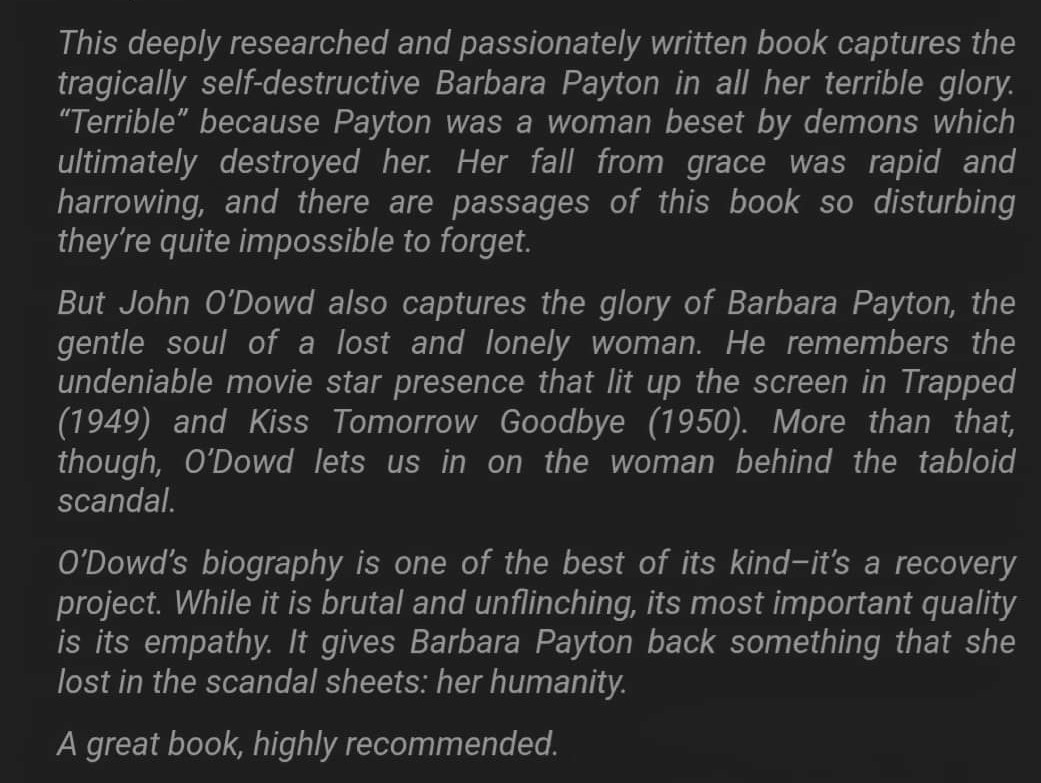 JohnODowd14's tweet photo. I hope you'll consider checking out my two books about Barbara Payton that are on Amazon. My work on her story is currently being developed for a feature film. Thanks.
#thenoirzone
#Darknessatnoon
#filmnoirfoundation
#noiralley
#TCMParty
#noir
#noirdames
#documentaries https://t.co/td6yVRfGK0