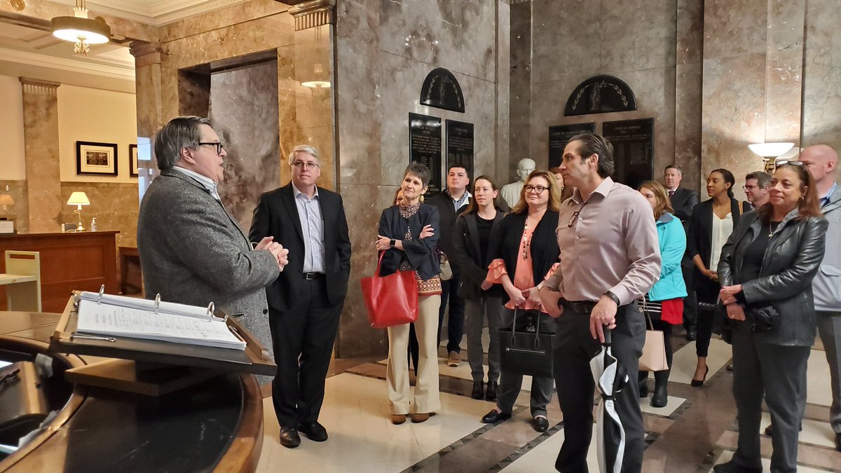 leaders_OR's tweet photo. Judge Andy Bennett of the Tennessee Supreme Court leading the Leadership Oak Ridge group through the historic Supreme Court Building. https://t.co/0NlBNt05go