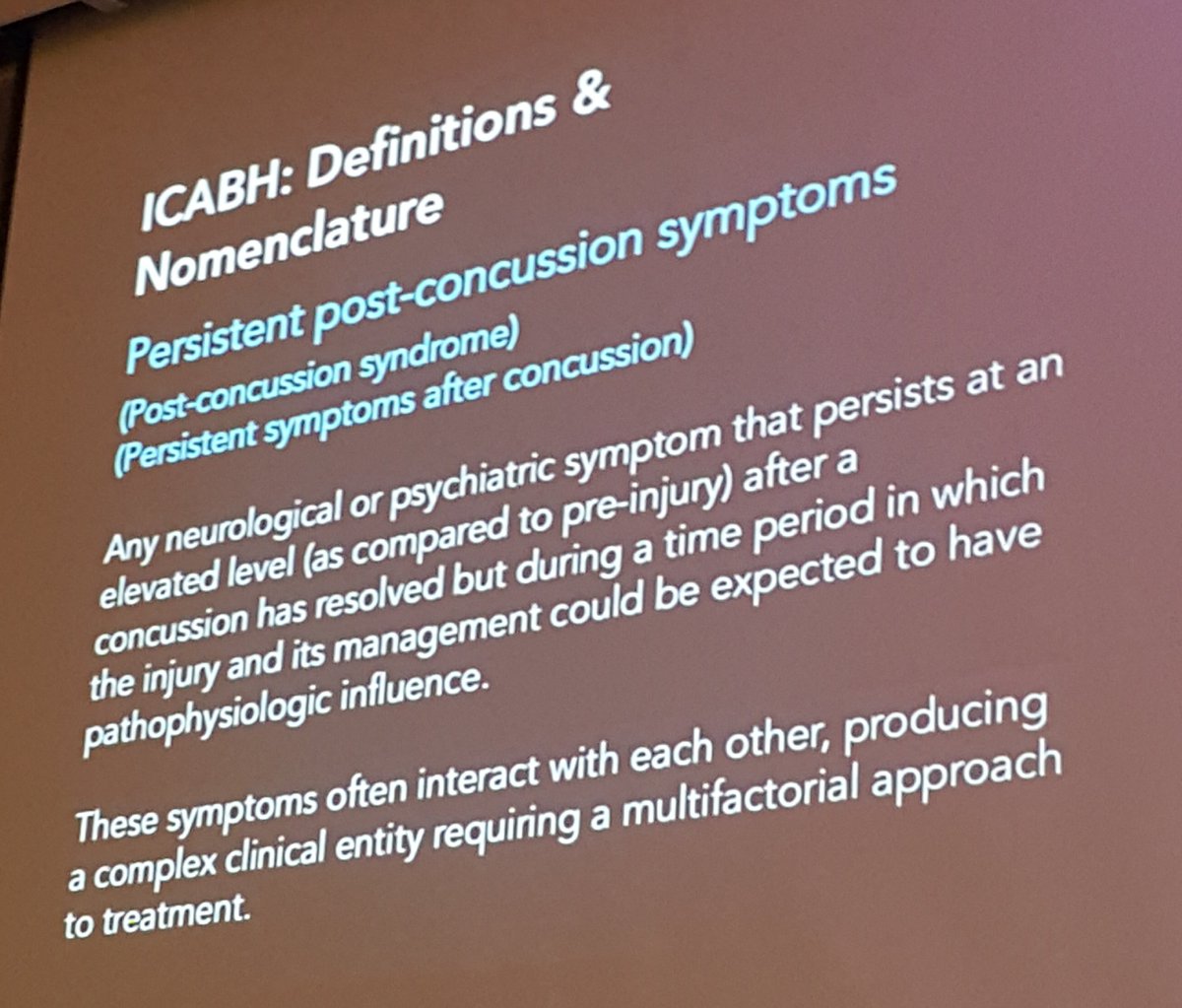 griz1's tweet photo. #ICABH definitions: lets go from "#postconcussionsyndrome #PCS to persistent post-#concussion symptoms #PPCS. Then diagnose cause of PPCS & treat! #migraine #POTS #anxiety #sleep #deconditioning @health_athlete @JeffKutcherMD @BigSkyATSMC #BSATSMC @AANMember @TheNewANA1 https://t.co/oH2z1utyiO