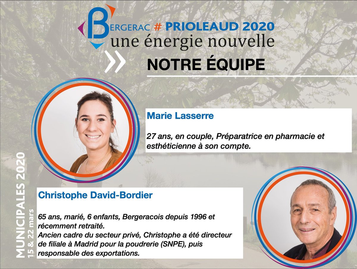 📣 Présentation de nos candidats : Prioleaud 2020 - une énergie nouvelle 💫
prioleaud2020.fr/Equipe.php

#Bergerac #Municipales #Municipales2020 #Perigord #MyPerigord #lovemyperigord #igers #igersfrance #igersdordogne #dordogne #igersbergerac #picoftheday #photooftheday #aquitaine