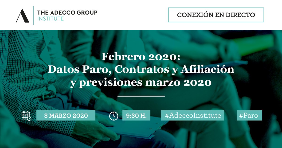 AdeccogroupEs's tweet photo. ¡Mañana tienes una cita! 🔴📽️ Sé el primero en conocer los Datos del Paro y la Previsión para este mes en este enlace ➡️ https://t.co/mrQhtWG0OG #DatosParo #Paro #AdeccoInstitute https://t.co/UbAEd0xyyP